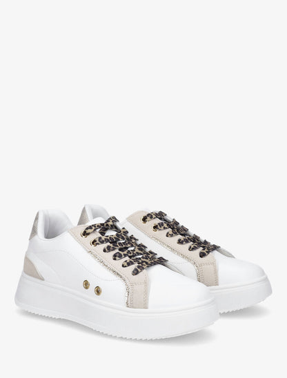 Sneakers à plateforme à contrefort constratant - Blanc - 4
