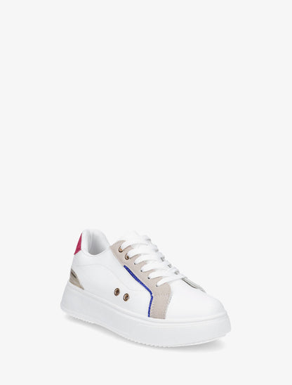 Sneakers à plateforme à contrefort constratant - Fushia - 2