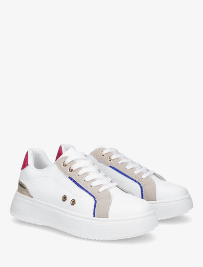 Sneakers à plateforme à contrefort constratant - Fushia - 4