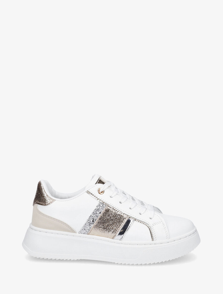 Sneakers à bandes contrastantes - Beige - 1
