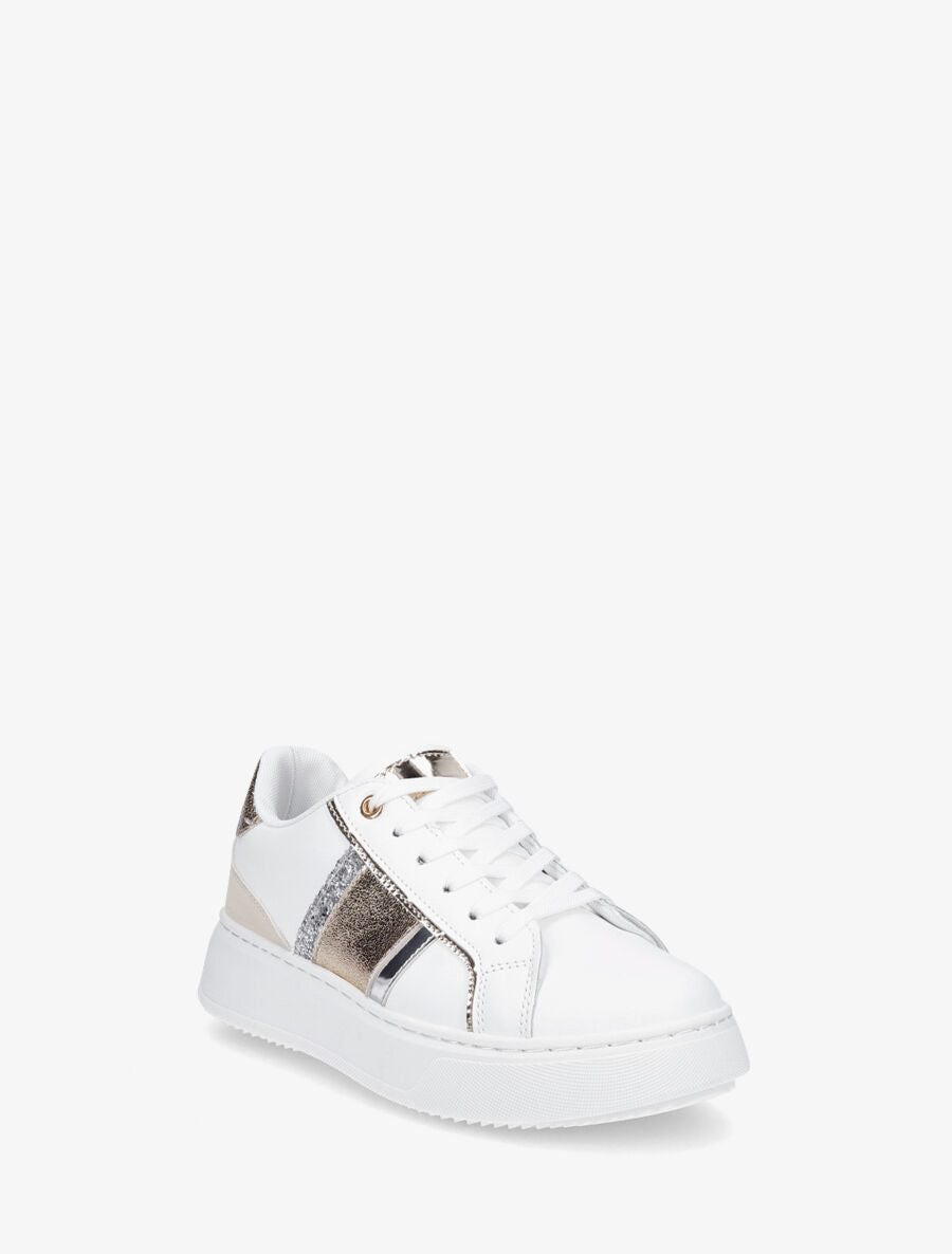 Sneakers à bandes contrastantes - Beige - 2