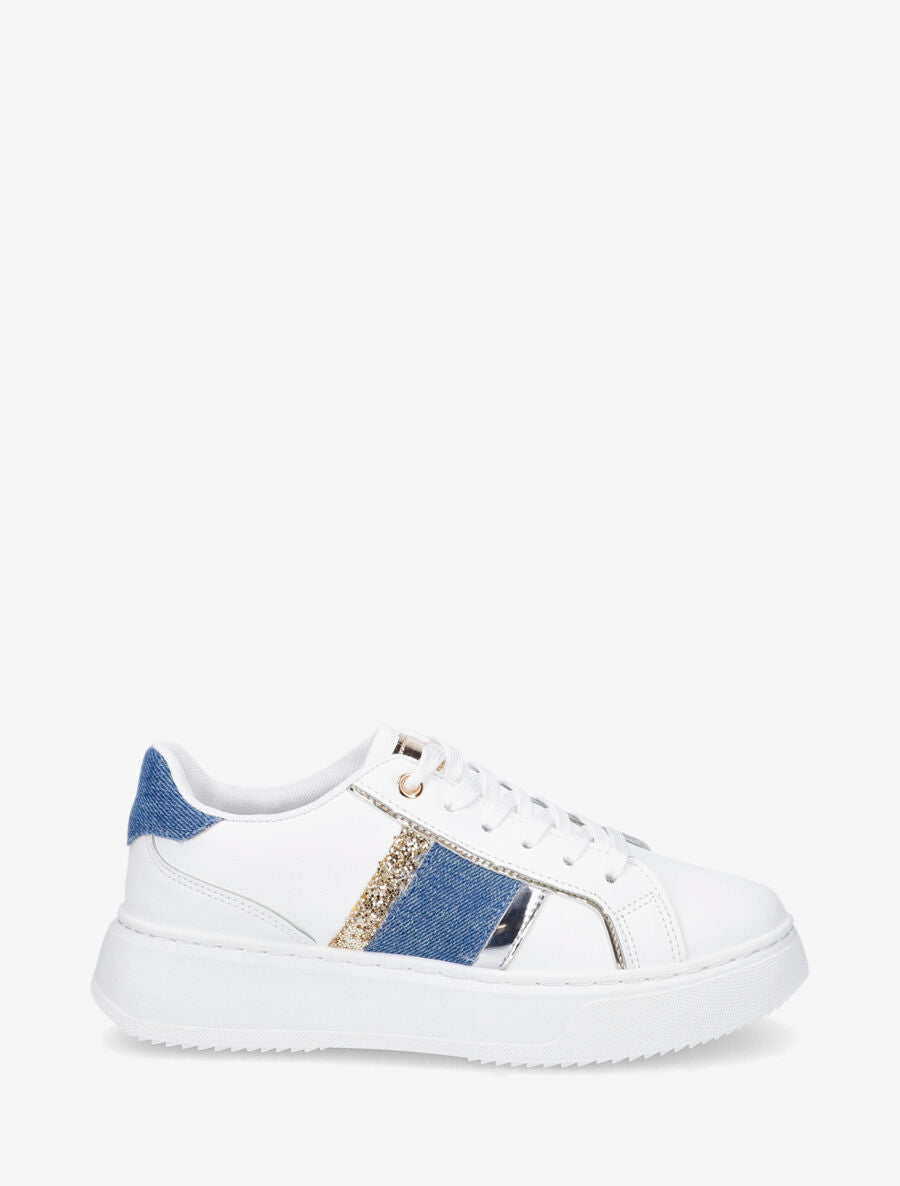 Sneakers à bandes contrastantes - Bleu - 1