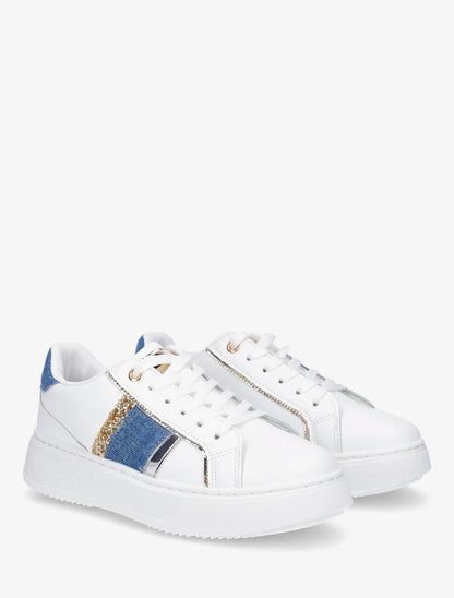 Sneakers à bandes contrastantes - Bleu - 4