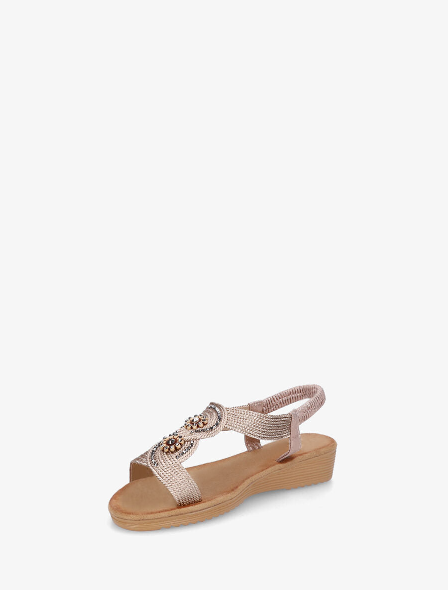 Nu-pieds style corde à strass - Rose gold - 3