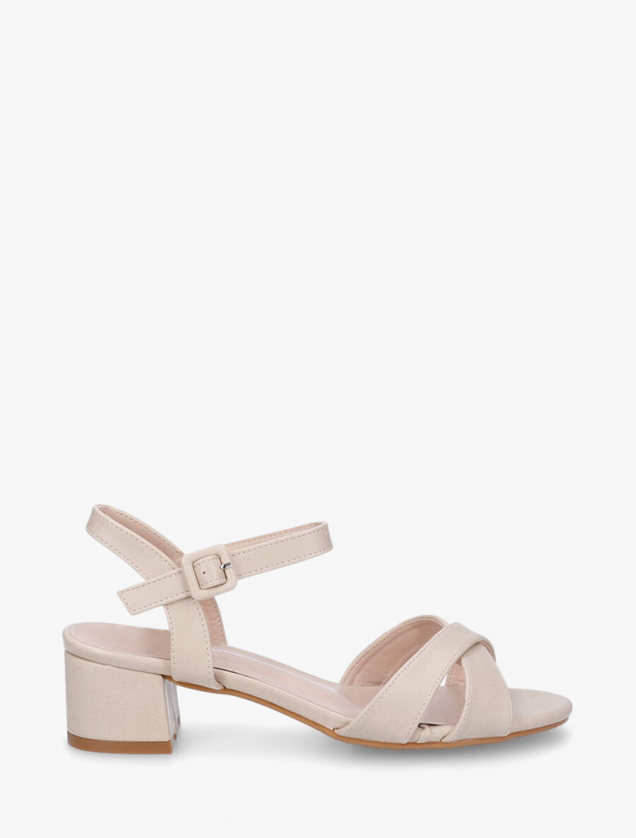Sandales en simili brides croisées - Beige - 1