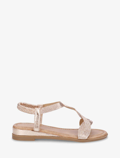 Nu-pieds à bride en T torsadée - Rose gold - 1