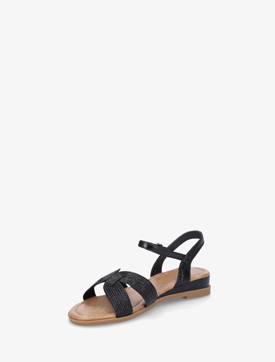 Nu-pieds striés en simili - Noir - 3