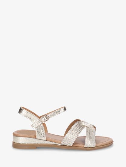 Nu-pieds striés en simili - Or - 1