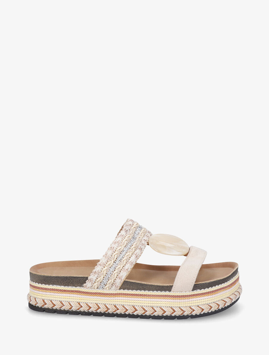 Claquettes irisées à bijou style marbre - Beige - 5