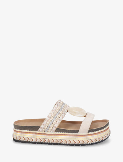 Claquettes irisées à bijou style marbre - Beige - 5