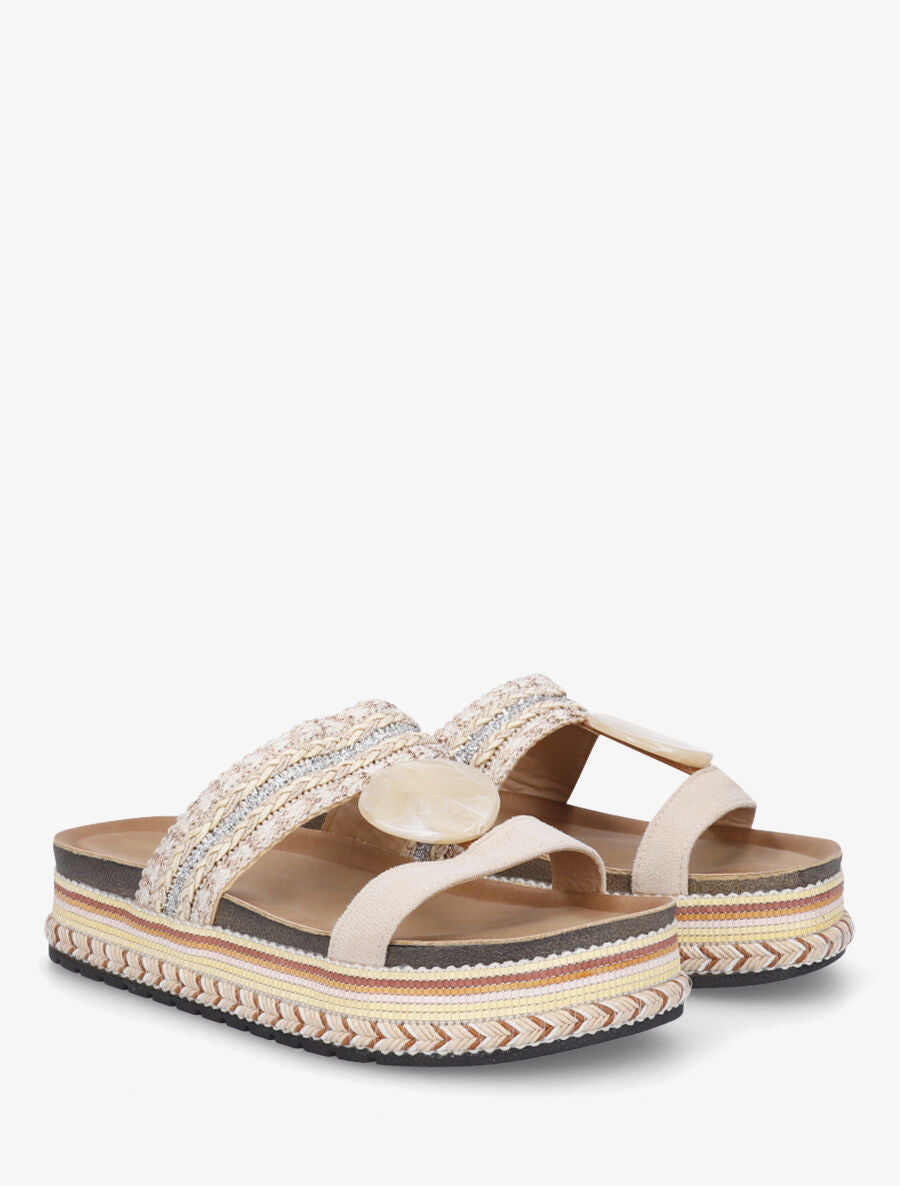 Claquettes irisées à bijou style marbre - Beige - 4