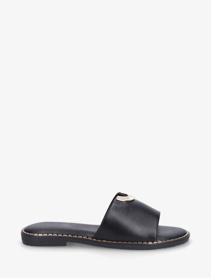 Claquettes en simili ajourés à bijou - Noir - 5