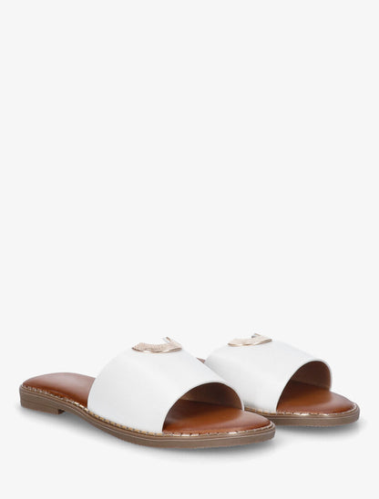 Claquettes en simili ajourés à bijou - Blanc - 4