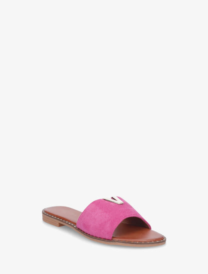 Claquettes en suédine à bijou - Fuchsia - 2