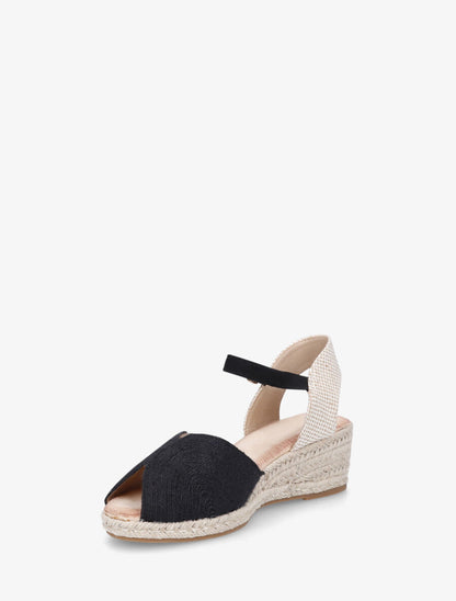 Sandales compensées style espadrille - Noir - 3
