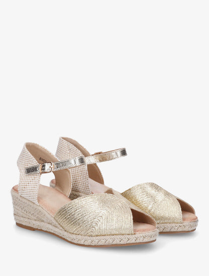 Sandales compensées style espadrille - Or - 4