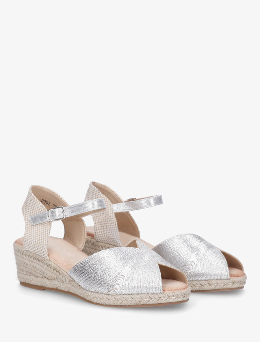 Sandales compensées style espadrille - Argent - 4