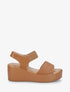 Sandales compensées en simili texturé - Camel - 1