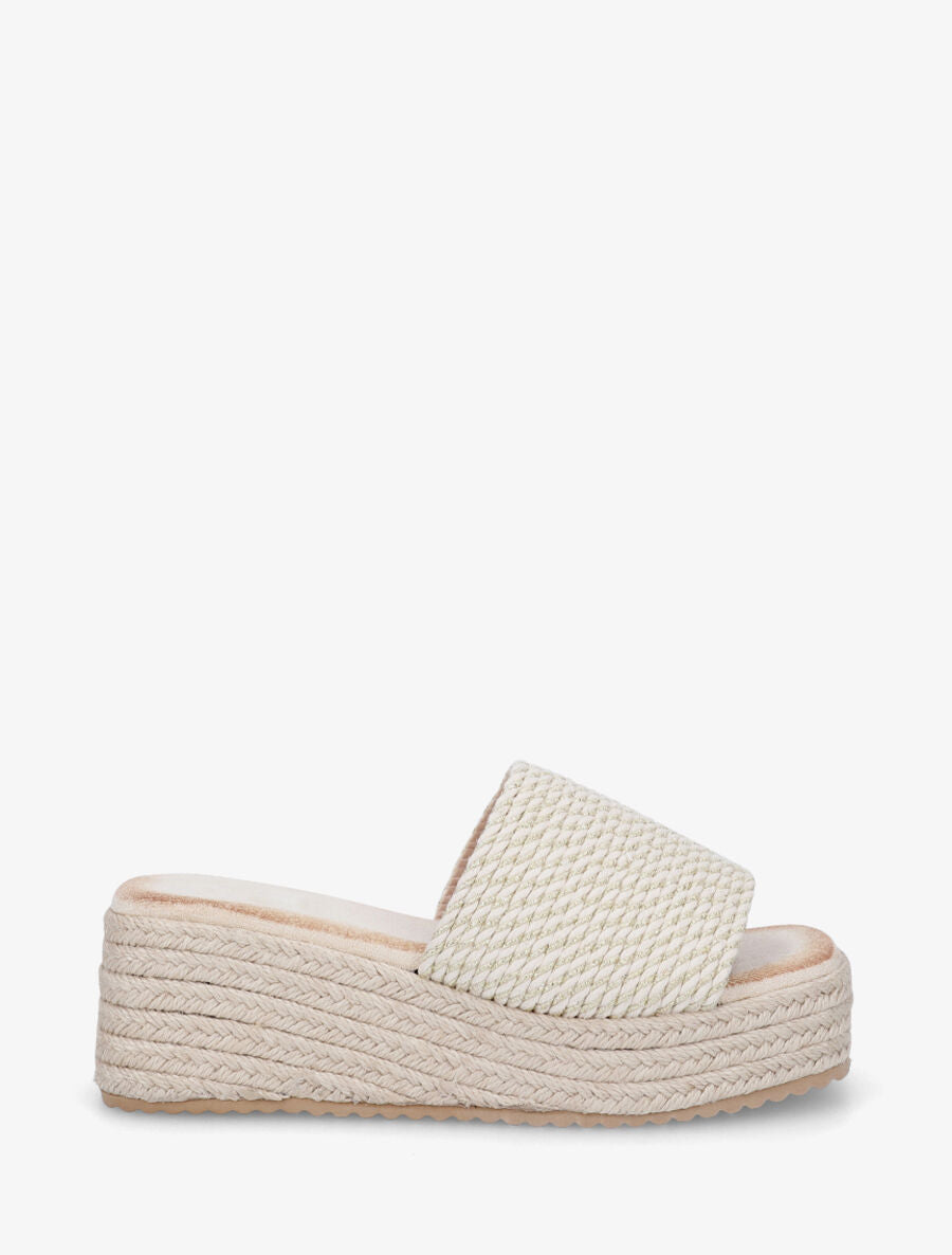 Mules compensées irisées effet cordes - Or - 5