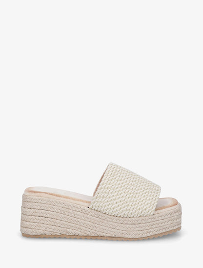 Mules compensées irisées effet cordes - Or - 5