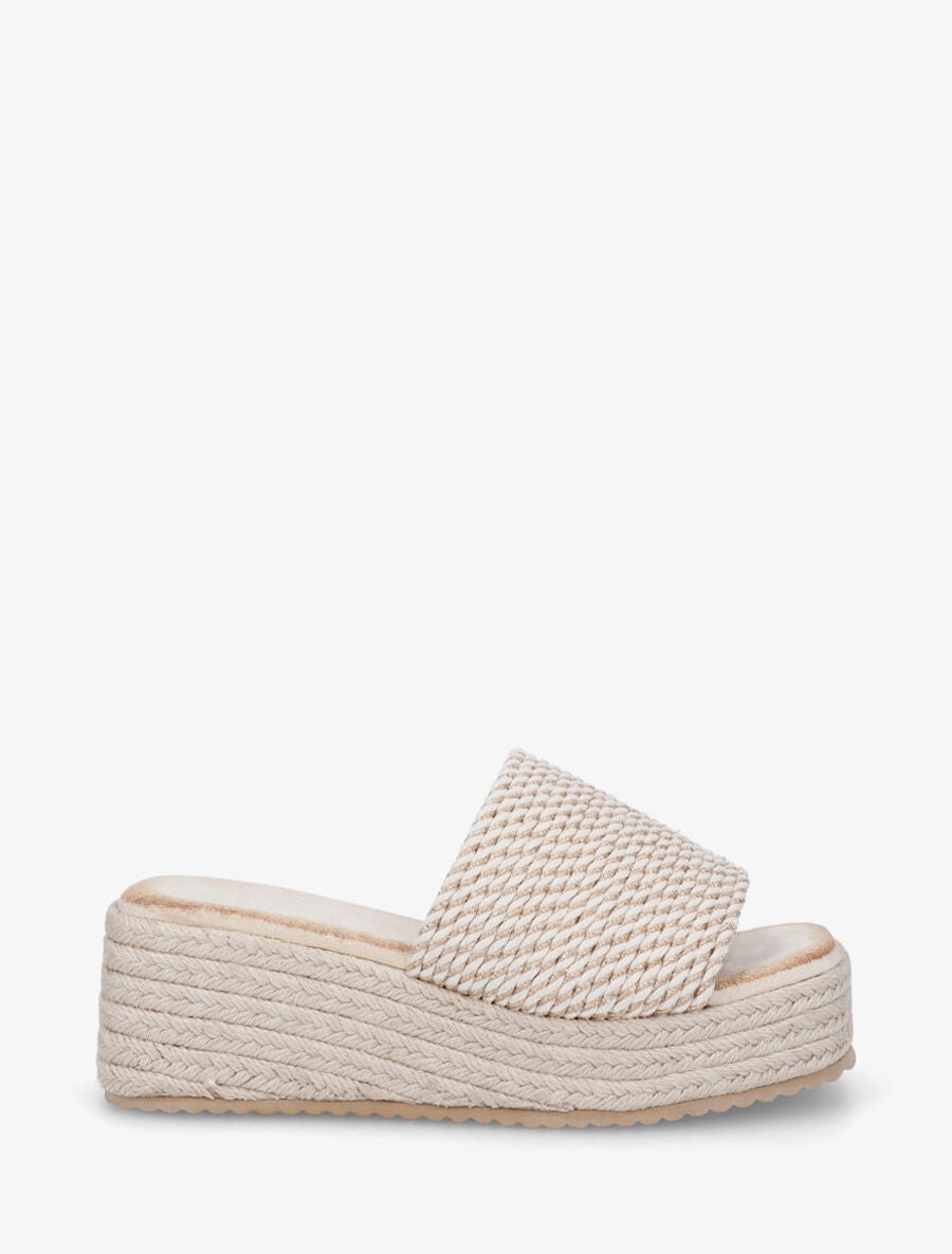 Mules compensées irisées effet cordes - Rose gold - 1