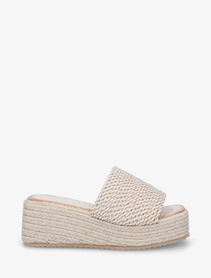 Mules compensées irisées effet cordes - Rose gold - 1