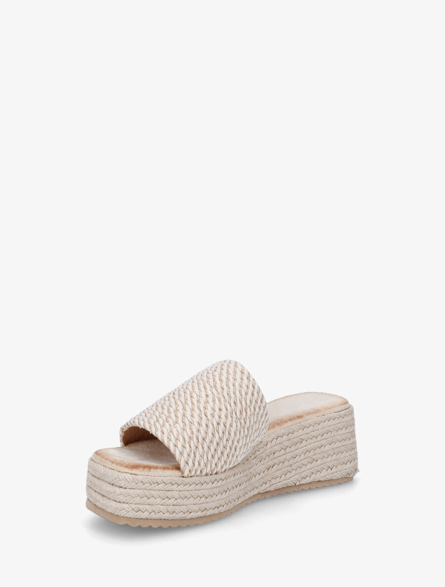 Mules compensées irisées effet cordes - Rose gold - 3