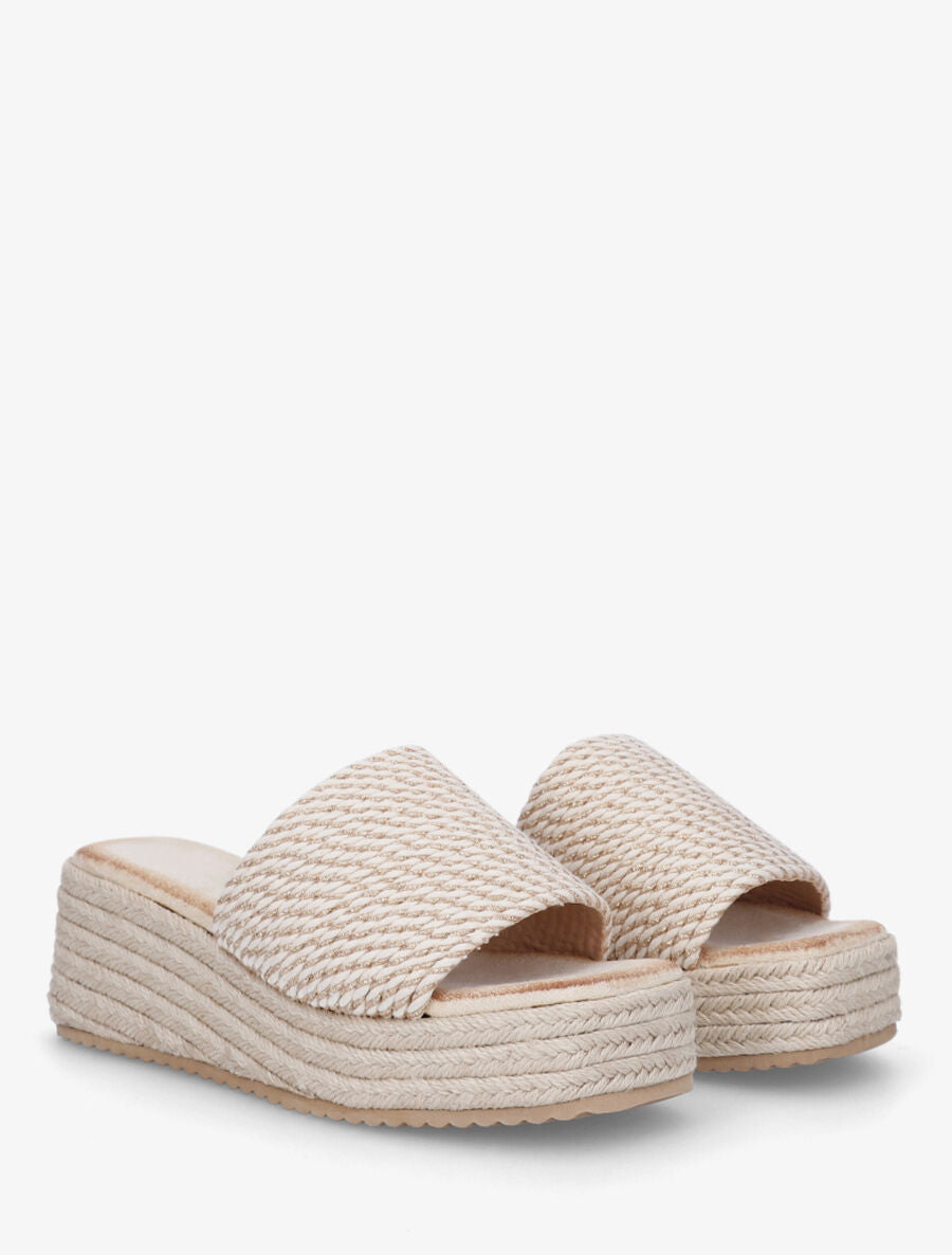 Mules compensées irisées effet cordes - Rose gold - 4