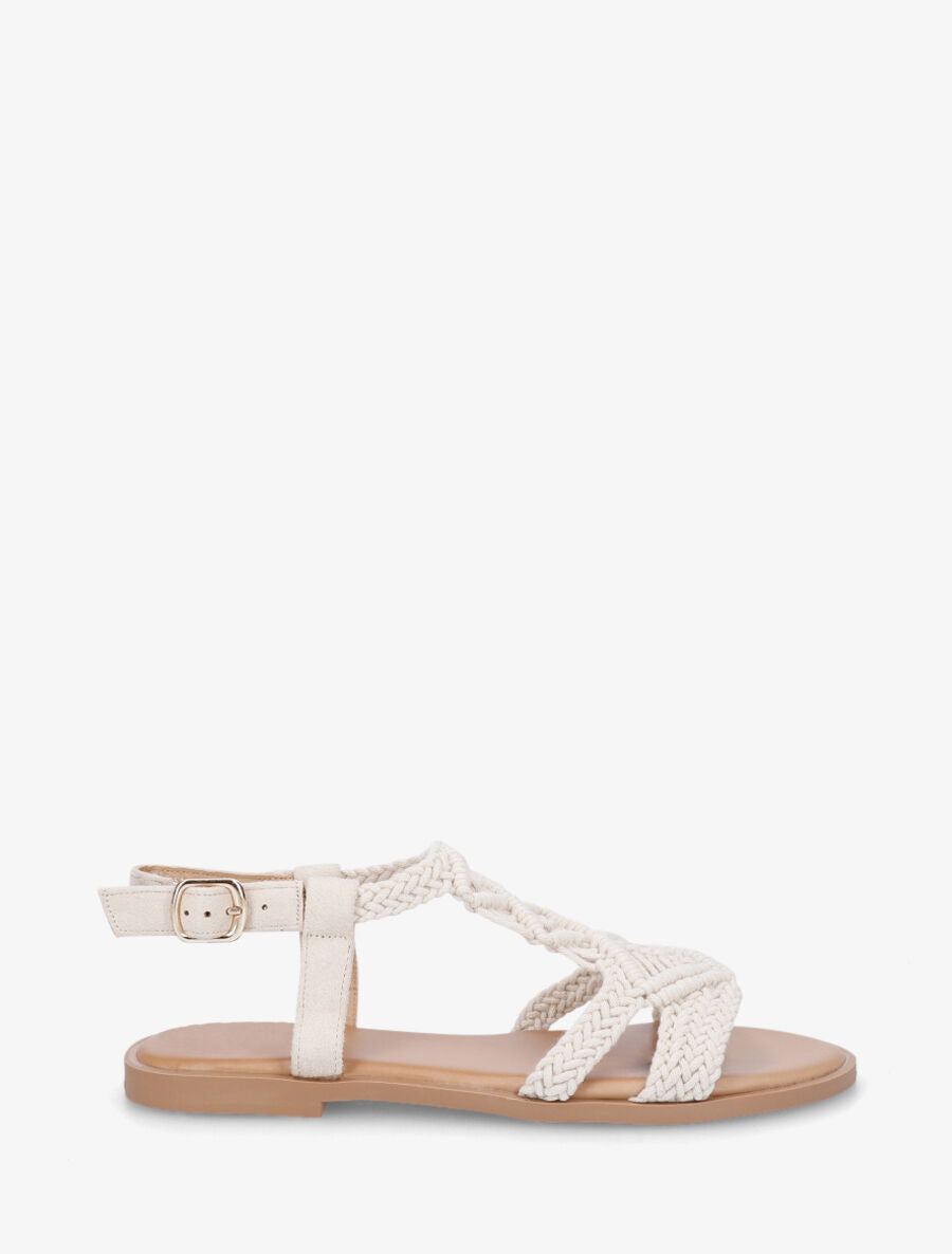 Nu-pieds effet macramé - Beige - 1
