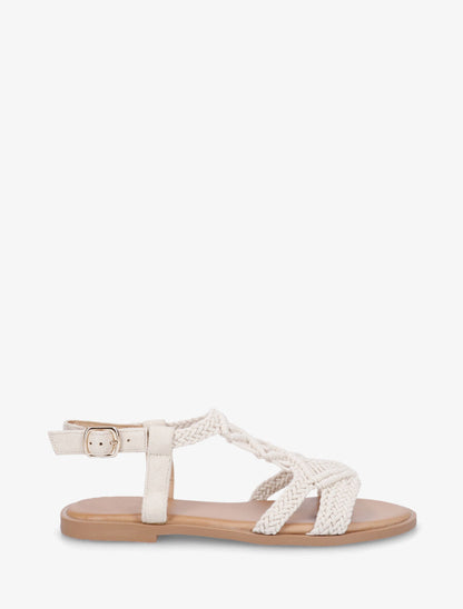 Nu-pieds effet macramé - Beige - 1