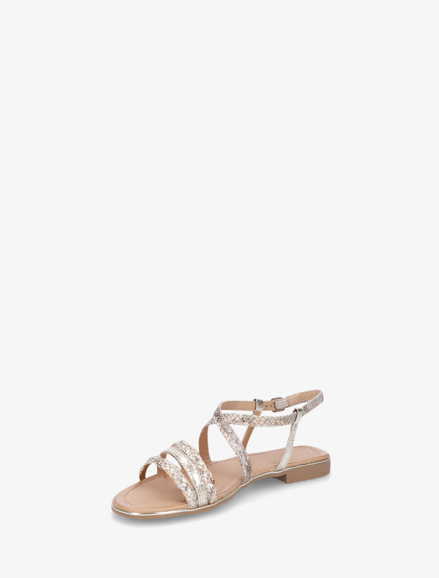 Nu-pieds multibrides tressées python - Taupe - 3