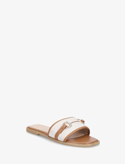 Mules plates bi-matière à boucle - Camel - 2