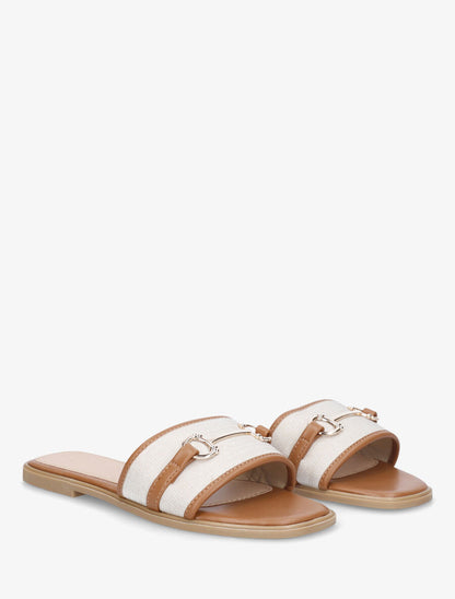 Mules plates bi-matière à boucle - Camel - 4