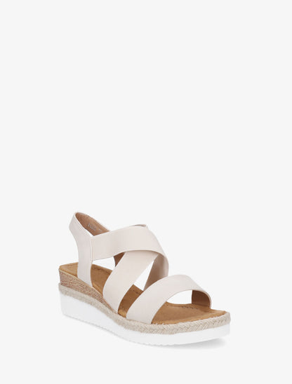 Sandales compensées à élastiques - Beige - 2