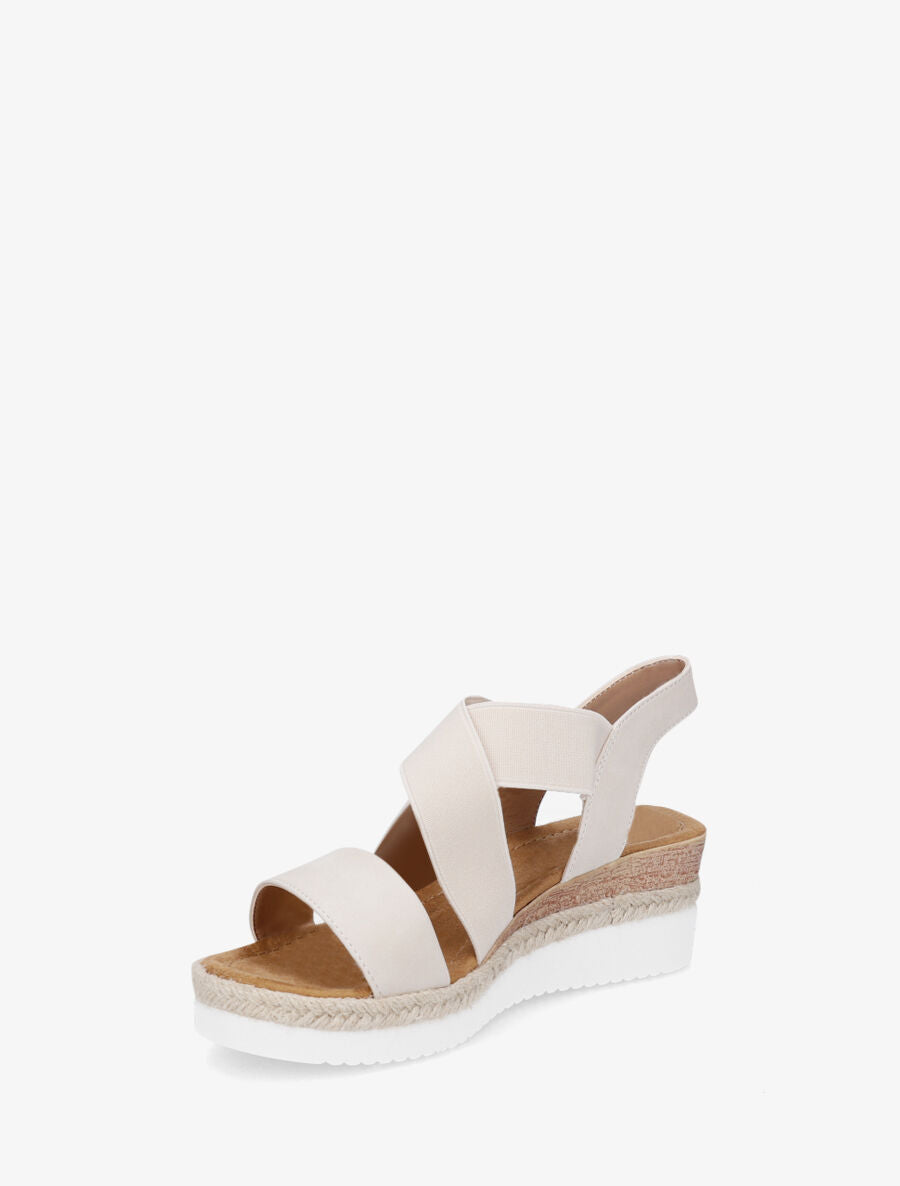 Sandales compensées à élastiques - Beige - 3