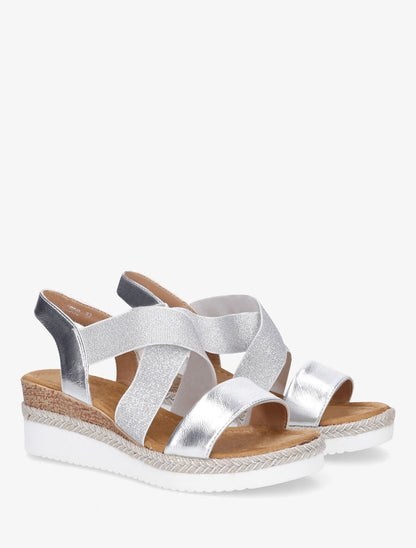 Sandales compensées à élastiques - Argent - 4