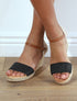Sandales compensées hautes style espadrille - Noir - 1