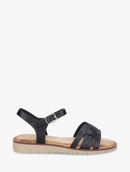 Nu-pieds en simili effet grainé - Noir - 1
