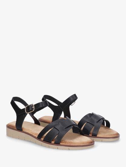 Nu-pieds en simili effet grainé - Noir - 4