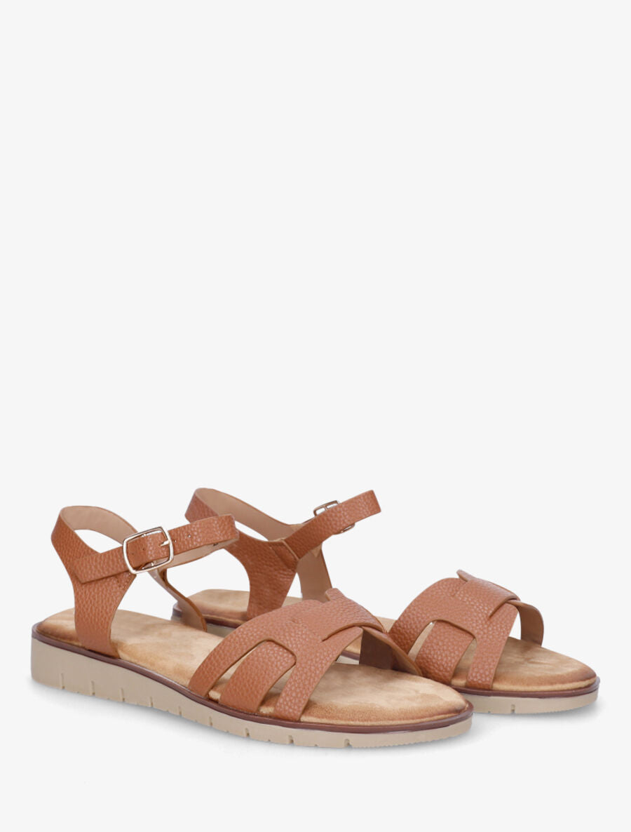 Nu-pieds en simili effet grainé - Camel - 4