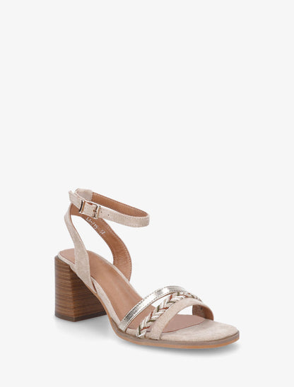 Sandales à talon et bride fantaisie tressée - Beige - 2