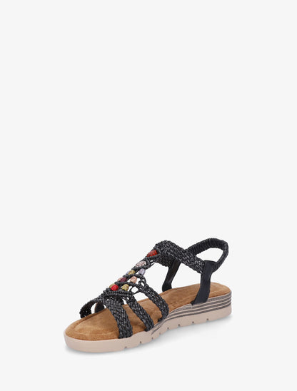 Nu-pieds tressés à perles - Noir - 3