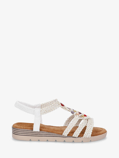 Nu-pieds tressés à perles - Blanc - 1