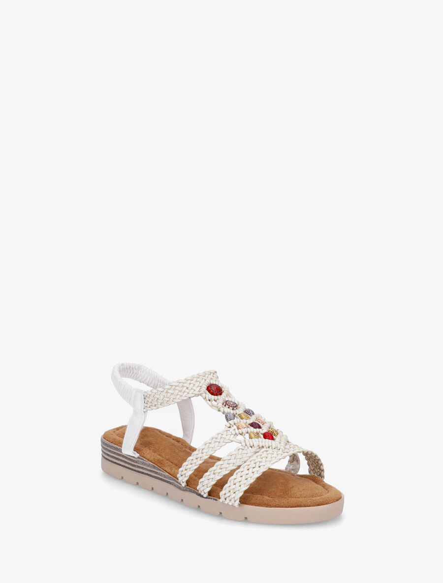 Nu-pieds tressés à perles - Blanc - 2