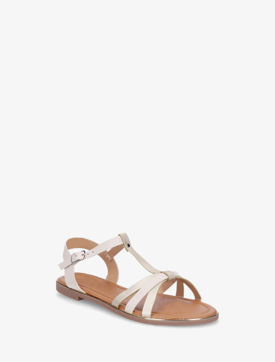 Nu-pieds irisés bride en T - Beige - 2