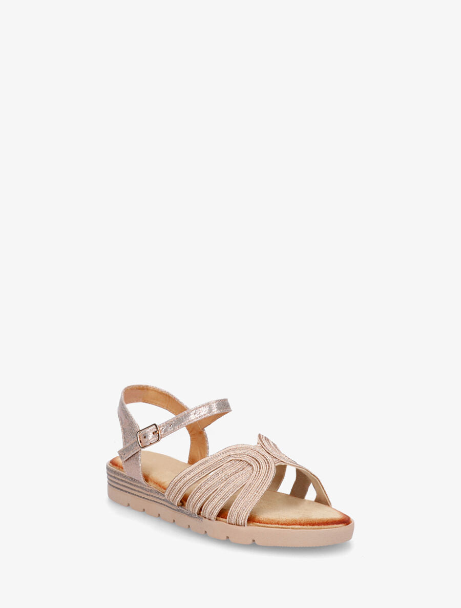 Nu-pieds irisés bride fantaisie - Rose gold - 2
