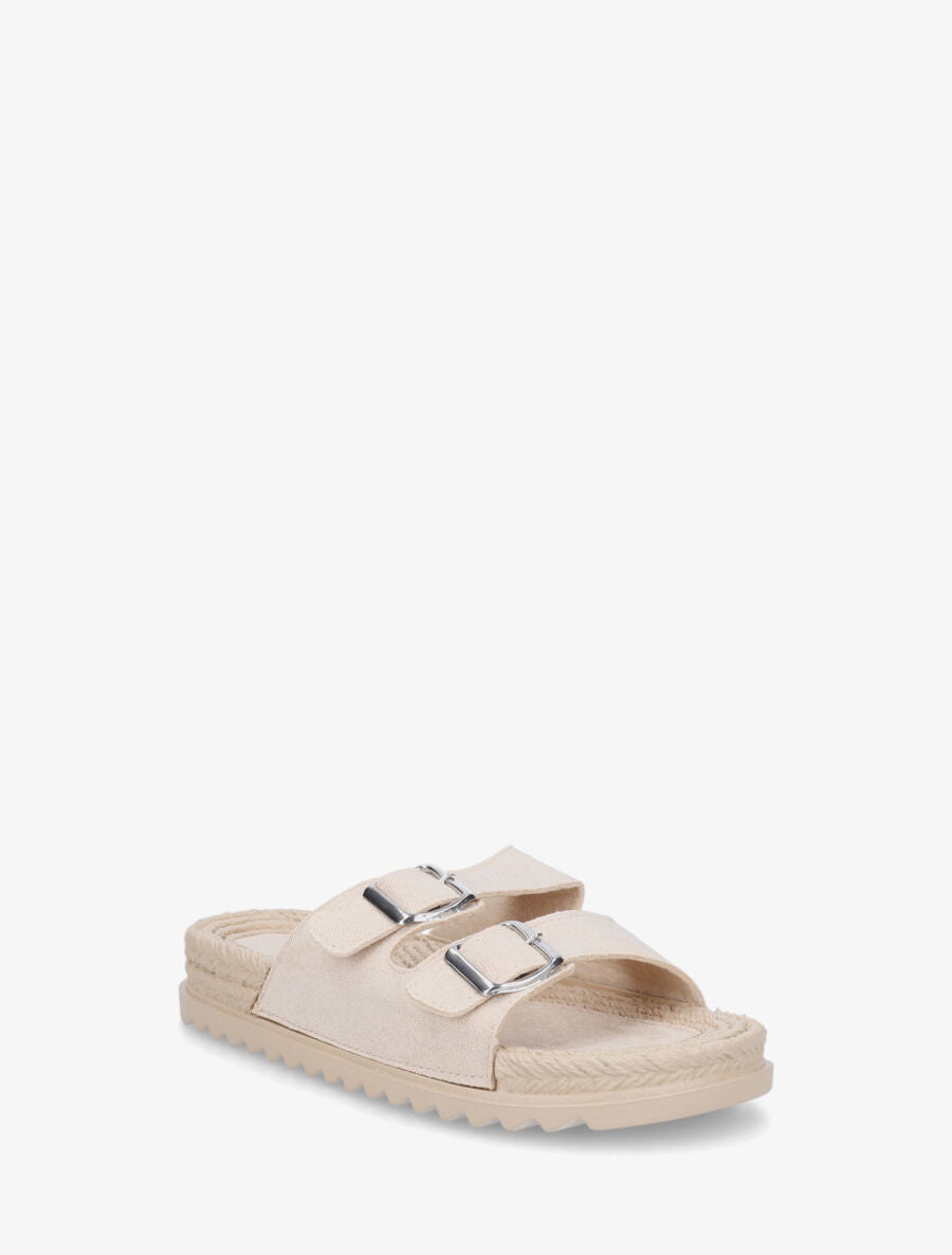 Claquettes en suédine à double boucle - Beige - 2