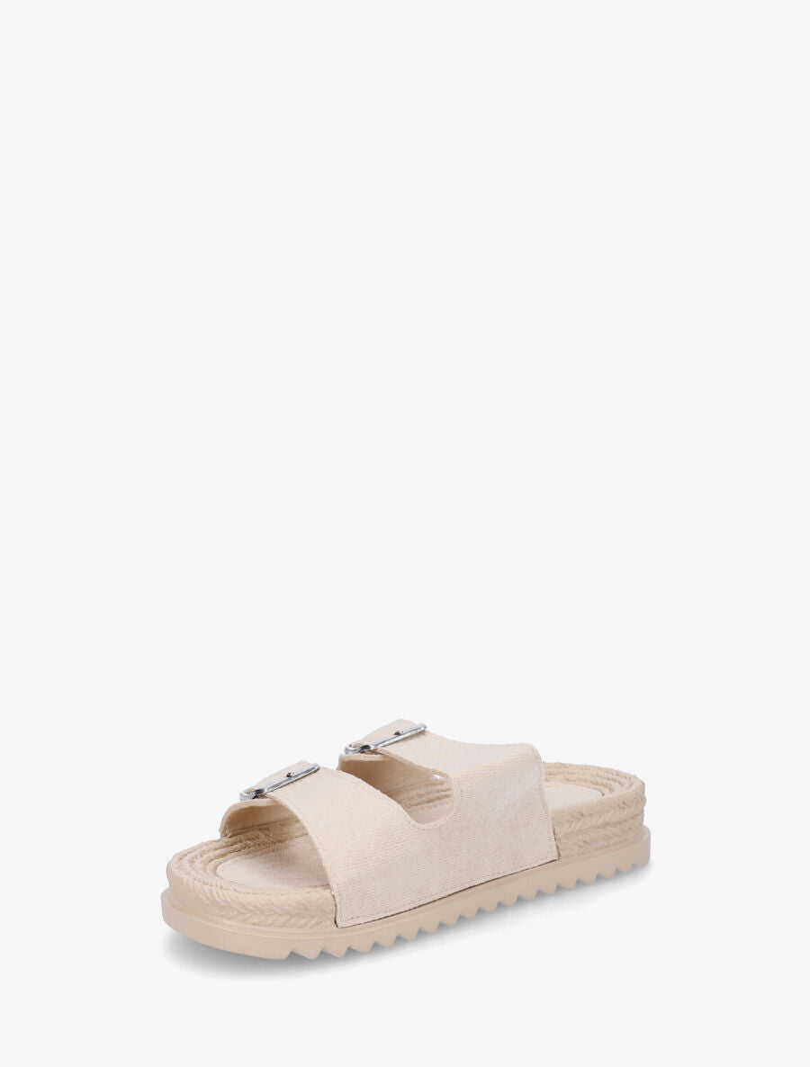 Claquettes en suédine à double boucle - Beige - 3