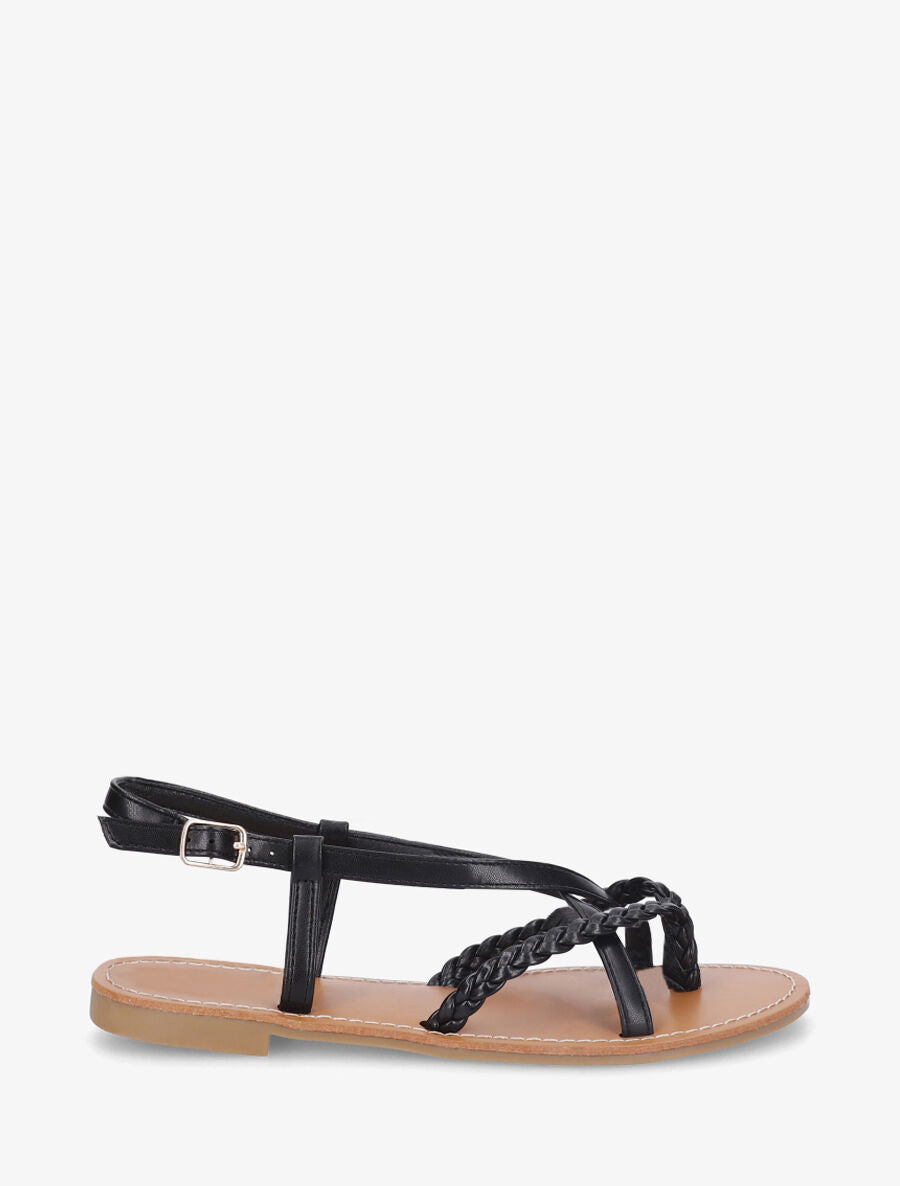 Nu-pieds croisés à tresses - Noir - 5