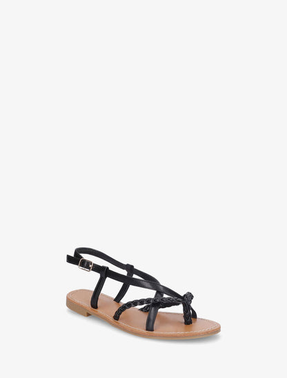 Nu-pieds croisés à tresses - Noir - 2